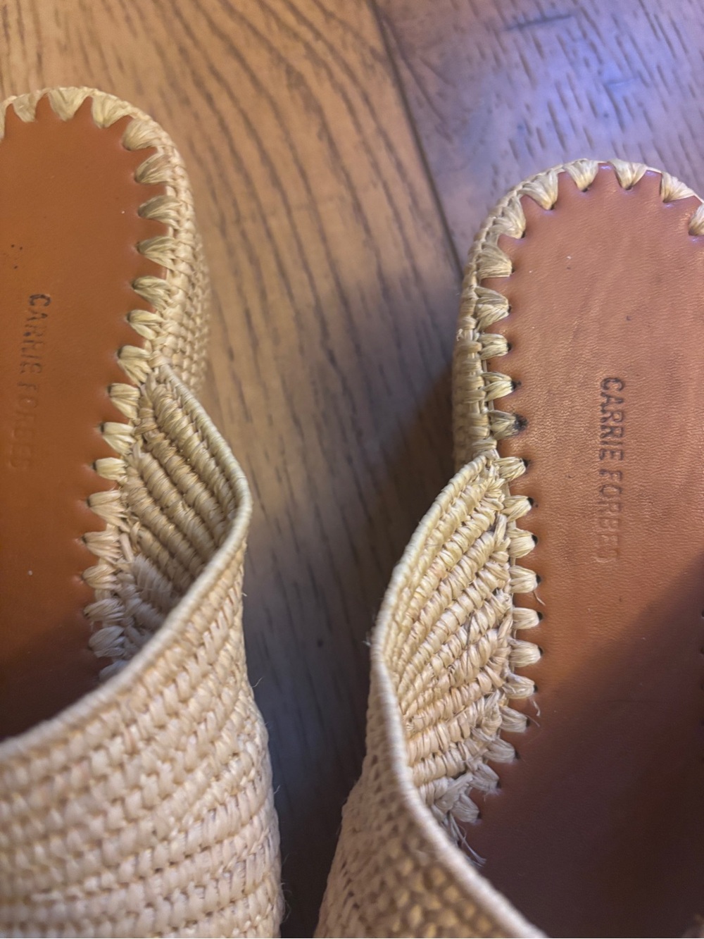 Natural Raffia Slide Wedge Sandals - Picture 4 of 5